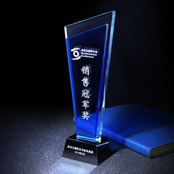 Blue and clear Shield Crystal Awards-0203