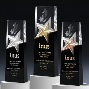Crystal Award with Metal Star- CY044